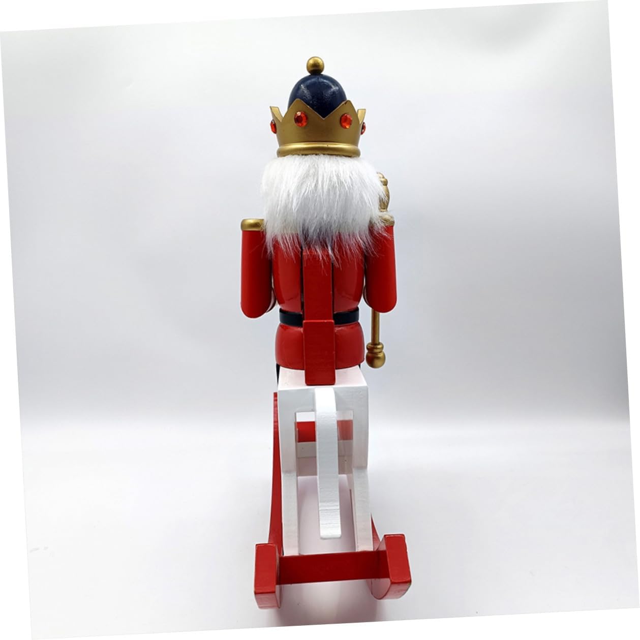 Wooden Nutcracker Figurine Rocking Horse Large Christmas Nutcracker Soldier Decoration Crimson Surface Holiday Ornament for Home Seasonal Decor