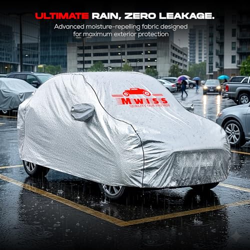 Image of Waterproof Car Body Cover for Renault Kiger | Mirror & Antenna Pocket Anti-Scratch with Soft Cotton Inner Lining Triple Stitched Protection| Heat Resistant | Rain Protection (Silver)