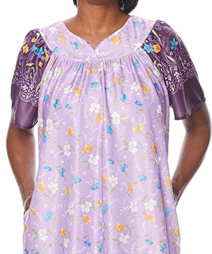 Image of AmeriMark Casual Women's Patio Muumuu House Dress Loose Comfortable Short Sleeve Sun Dress Lounger Gown Sleepwear for Ladies