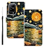 WUACYEAMING für Xiaomi Black Shark 5 Hülle Premium PU Leder Flip Klappbare Stoßfeste Magnetische Schutzhülle Tasche mit Kartenfach Geld Slot Ständer Meer Boot