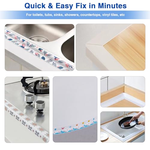 Image of Self Adhesive Sealing Tape, Bathroom Waterproof Sealing Strip, Traditional Sealant Substitute, Suitable for Kitchen, Bathtub, Bathroom, Wall Corner, Decoration and Renovation (C, 1.5 inch x 16.5Ft)