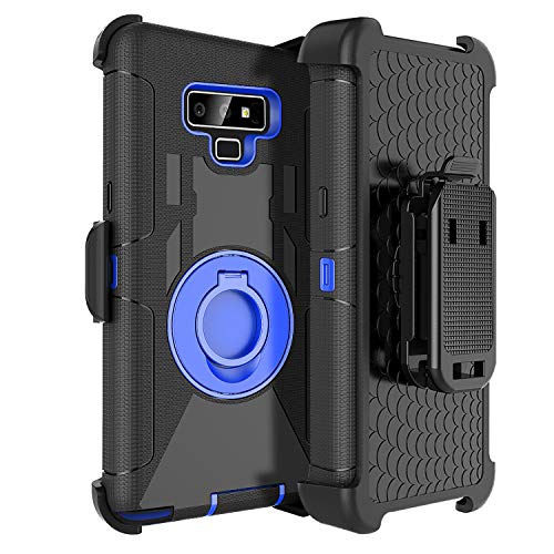Fingic Samsung Note 9 Case With Clip - Full Body Heavy Duty Hybrid Holster Shockproof Kickstand Swivel Rugged Bumper Protective for Galaxy Note 9 6.4'' 2018, Blue