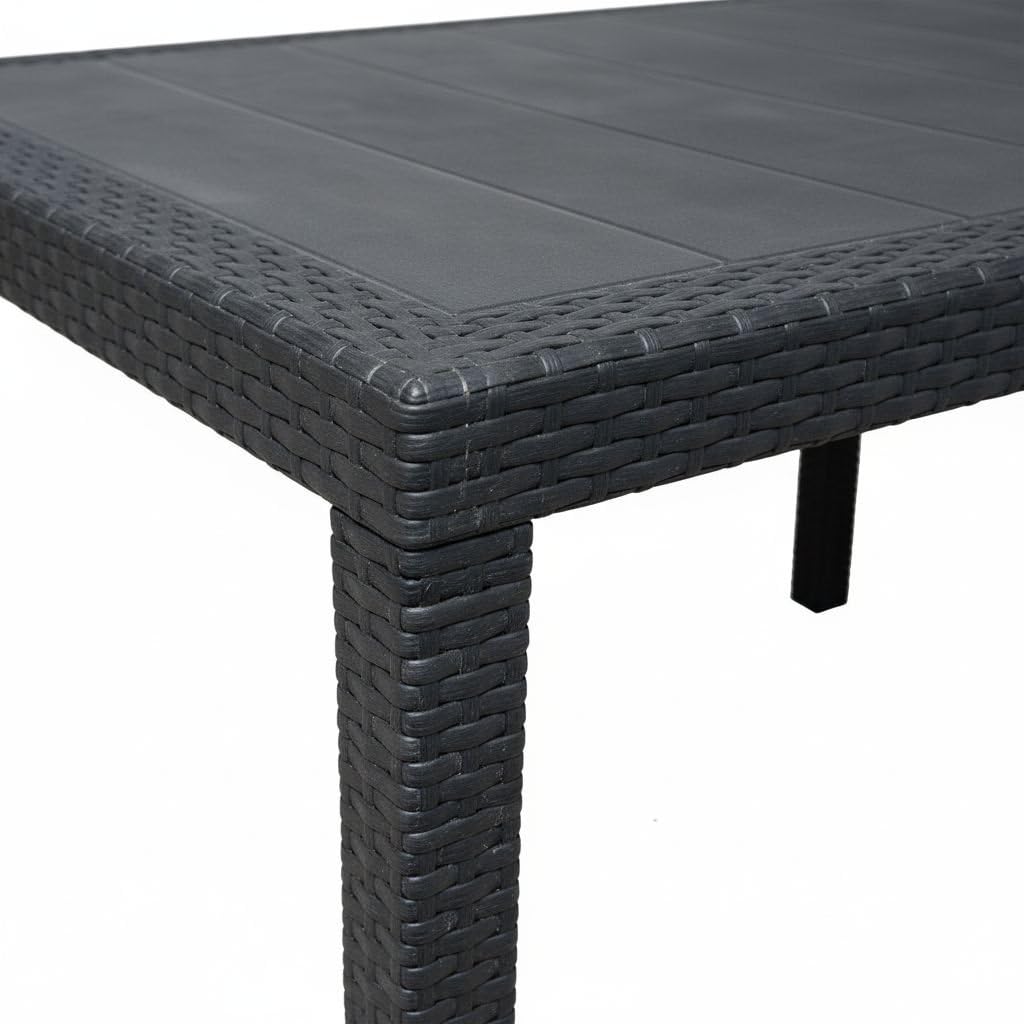 Dmora Aregua - Tavolo da Esterno 10 Posti, Meccanismo Estensione Allunga Centrale: 150x90x72h cm, Nero Antracite