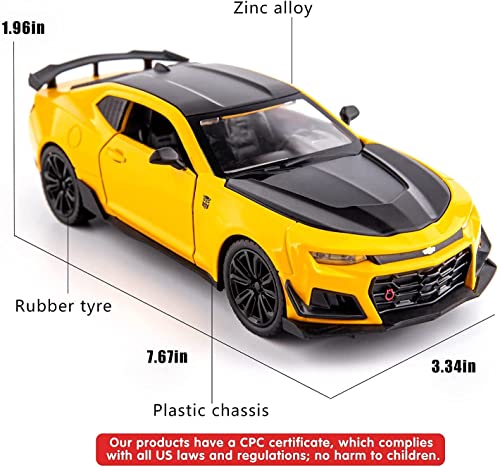 Image of Alokik Enterprise 1:32 Diecast Bumble Bee Camaro Metal Pullback Toy Car With 6 Openable Doors & Light, Music Boys Car For Kids Best Toys Gifts Toys For Kids 3 Years Boys Girls ?Colors As Per Stock?