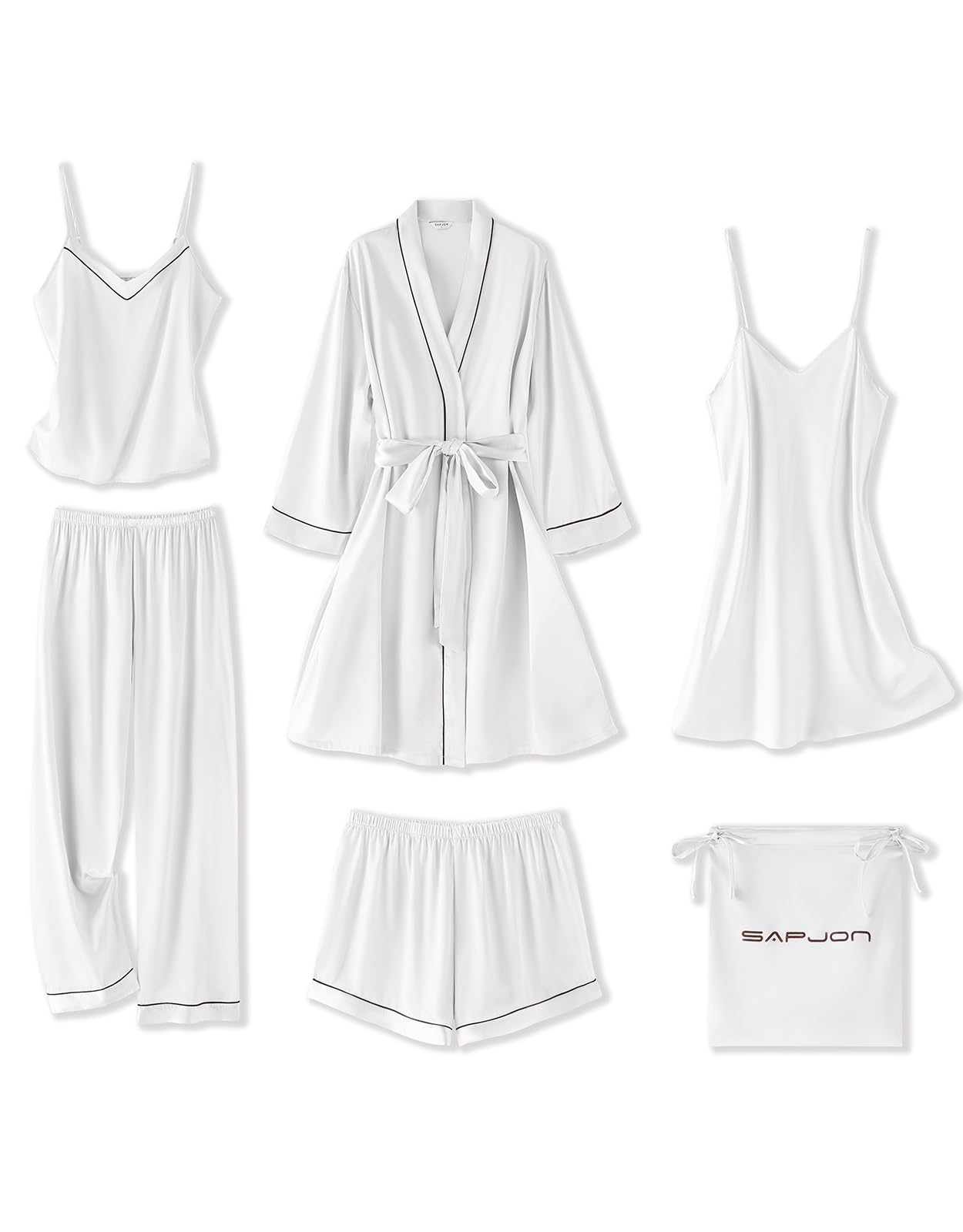 SAPJON 6-Piece Satin Pajama Set