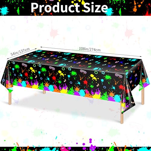 Image of Fayoo 3 Pack UV Reactive Neon Glow Tablecloths 108x54 Inch - Activated Party Table Covers Decoration for Glow-in-the-Dark Events, Birthday Raves & UV Night
