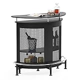 Tribesigns Bar Unit with Wine Glass Holders, 3 Tier Home Liquor Bar Table with Storage, Bar Modern...
