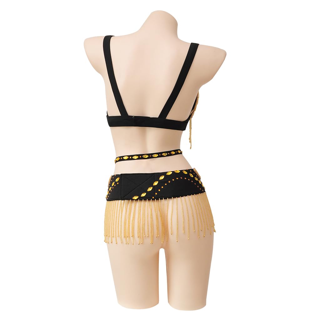 ROYAL SMEELA Abbigliamento per Danza del Ventre Donna Costume di Ballo Orientale Nero Adulto Cintura E Reggiseno con Paillette