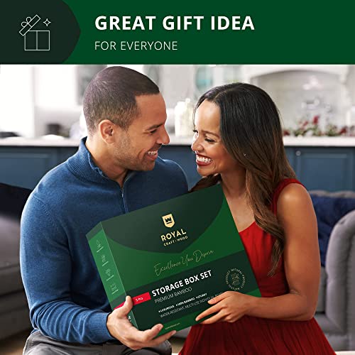 Royal Craft Wood Luxury Bamboo Drawer Organizer Storage Box, Bin Set - Multi-Use Drawer Organizer For Kitchen, Bathroom, Office Desk, Makeup, Jewelry (5 Boxes) #TOP7