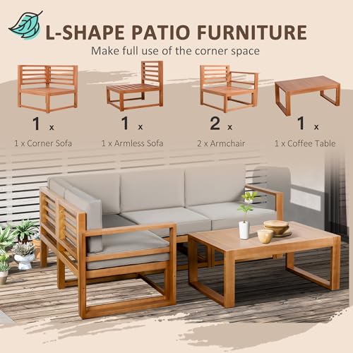 Outsunny US84B-9850131 4 Seater L Shaped Patio Furniture Set thumb #2