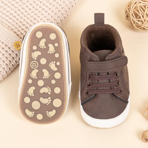 Image of CENCIRILY Baby Boys Girls High Top Sneakers Soft Soles Anti Skid Infant Ankle Shoes Toddler Prewalker First Walking Crib Shoes