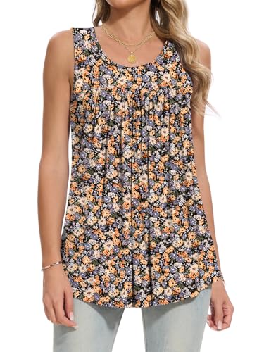Women's Tank Tops Summer 2025 Sleeveless Tunic Tops Shirts Blouses Round Neck Loose Fit M-3XL3