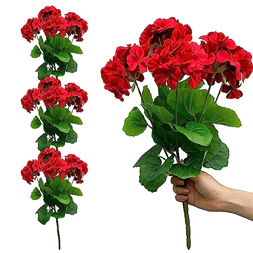 4 Pcs De Flores Falsas Plantas Al Aire Libre Falsas Flores Artificiales Geranios Falsos Para...