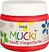 Produktbild KREUL 28103 - Mucki leuchtkräftige Stoff - Fingerfarbe, 150 ml in rot, auf Wasserbasis, parabenfrei, glutenfrei, laktosefrei und vegan, optimal für die Anwendung mit Fingern und Händen