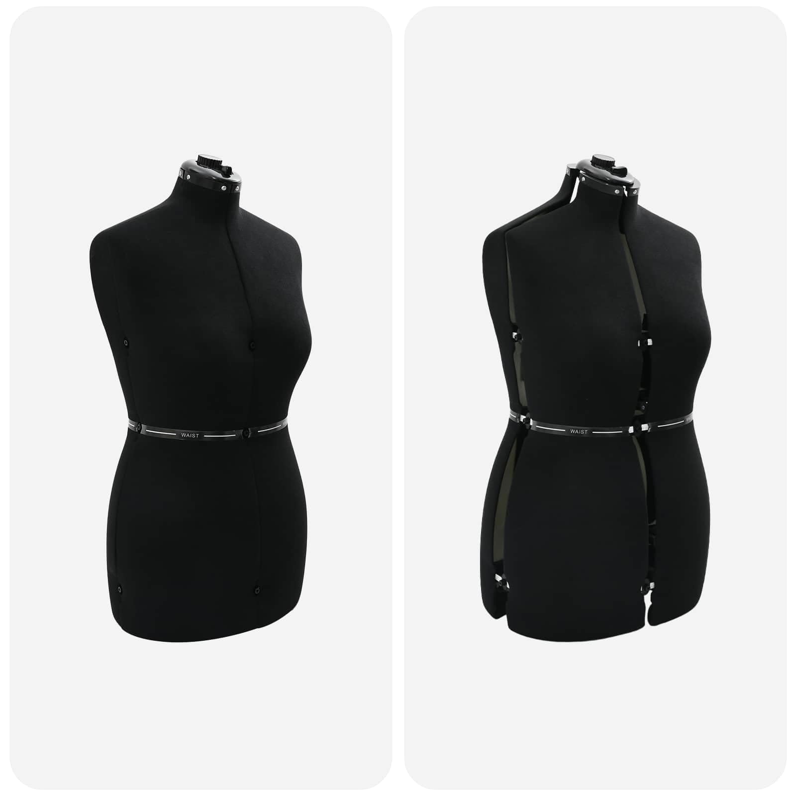 Maniquí de costura ajustable para mujer, terciopelo negro, altura ajustable con alfiletero y rotación de 360° para diseño y moda
