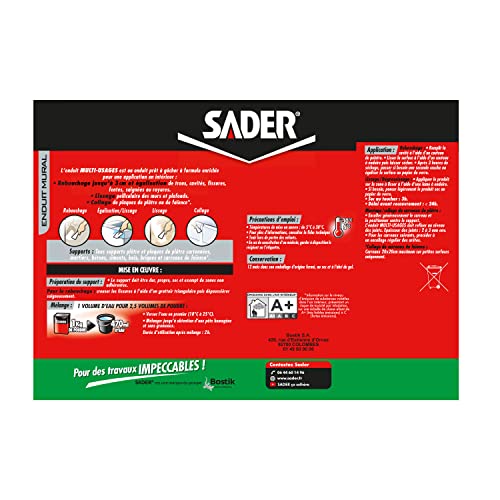 Sader Enduit Multi-Usage poudre 1kg (boîte en carton), Blanc