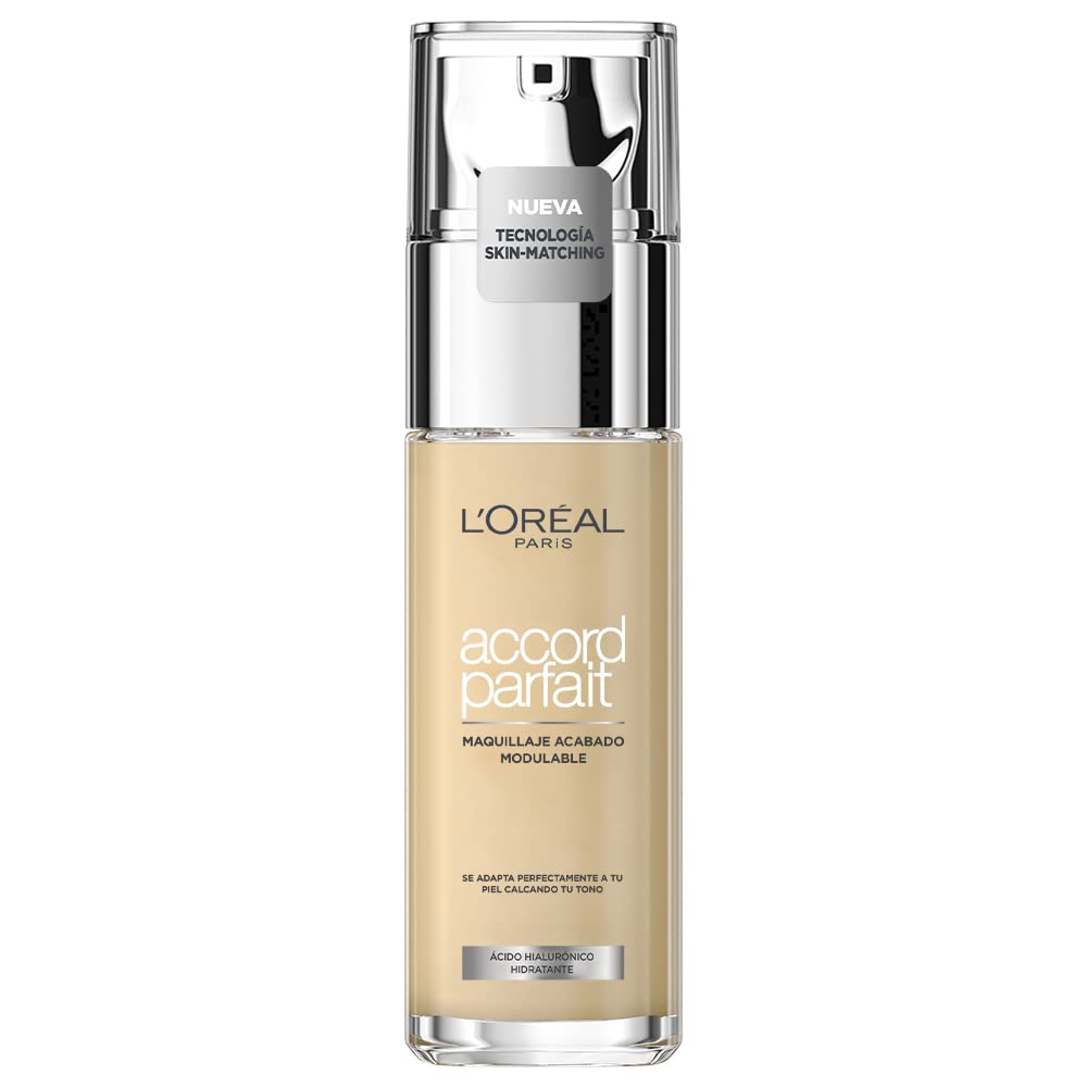 L'Oréal Paris - Grundierung, flüssig, feuchtigkeitsspendend, 24 h, Formel mit Hyaluronsäure, für alle Hauttypen, Farbe: elfenbeinfarben (1.D) – perfekte Stimmung, 30 ml