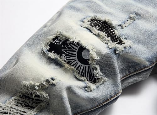 Men's Slim Straight Zipper Frayed Jeans Fashion Biker Jean with Zip Decoration Washed Classic Regular Fit Flex Jean4