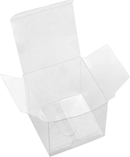 Miniatura 5 de SEUNMUK 50 cajas de regalo de plástico transparente de 4 x 4 x 4 pulgadas, cajas transparentes para regalos, caja de regalo transparente para bodas,