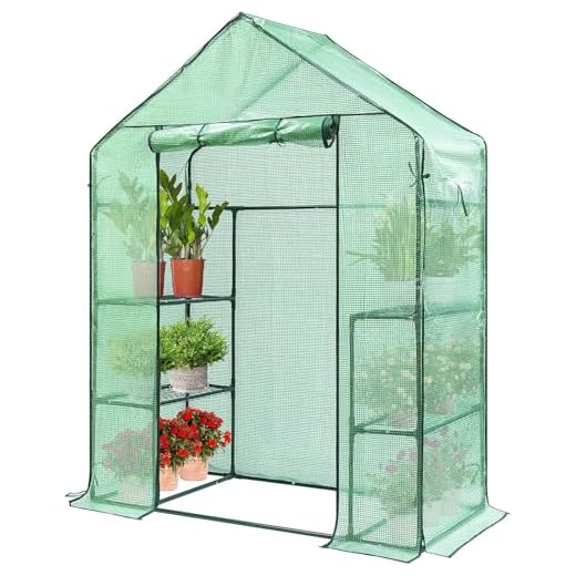 VIVOSUN Gewächshaus 143x73x195 cm Foliengewächshaus mit 4 Regalen, 3 Ebenen, ideal für Tomaten, Blumen und Pflanzen auf Garten, Balkon oder Terrasse