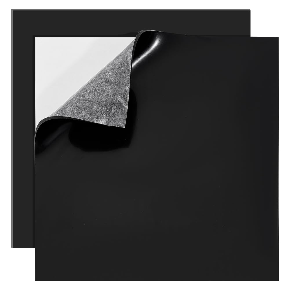 BENECREAT 2pcs 300x300mm Tapis en Silicone Autoadhésif, Feuille de Silicone Noire de 3mm d'Épaisseur, Matériau de Joint en Silicone pour Projets DIY, Joints d'Étanchéité, Amortissement, Artisanat