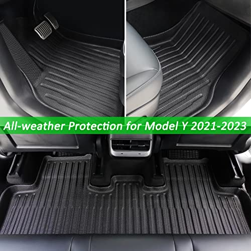 Drcarnow® For Tesla Model Y Floor Mats 2023 2022 2021 For Model Y Trunk Mat, All Weather Protection Waterproof Frunk Cargo Mat Floor Liners Accessories Full Complete Set #TOP3