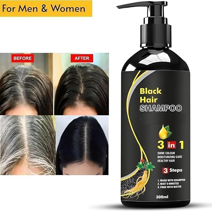 Black Hair Dye Shampoo 3 in 1 - 300ml - Image 4