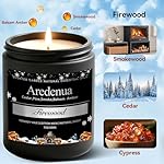Firewood Candle – Winter Candles | Holiday Scented Candles, 7oz Jar Soy Candle for Home Scented - 50H Burn - Smoky Fireplace Cozy & Warm Scent, Christmas Gifts for Women & Men, Rustic Holiday Décor - Image 3