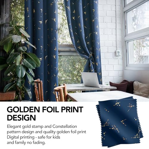 Deconovo Blackout Curtains 2 Packs, Room Darkening, Constellation Foil Printed, Thermal Insulated, Light Blocking Curtains for Bedroom, Living Room, Audio-Visual Room, Navy Blue, 42W x 84L Inch by Deconovo - Image 7