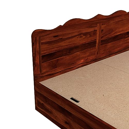 Image of Solid Sheesham Wood Mehraab King Size Bed with Box Storage | Wooden Palang Cots for Bedroom, Living Room, Hotel and Home (Honey Finish)