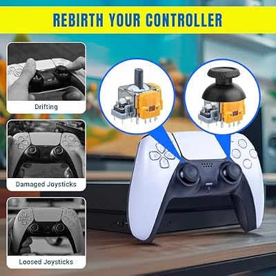 4 PCS Hall Effect Joysticks Replacement Kits for PS5 Controller, 3D Analog Sensor Joysticks Module with Thumbsticks Cap and Conrtoller Repair Tools