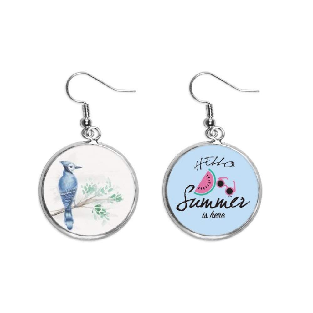 Pendientes de loro azul con hojas de sandía para verano 5