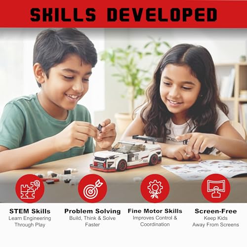 Image of Premium Building Blocks Set for Kids Age 6+ | 294 Pieces DIY Construction Toy | STEM Educational Learning Toy | Develops Problem Solving & Fine Motor Skills | Screen (RedX GT-Z 35)