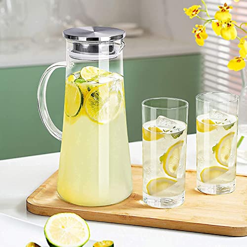 Image of Premium Water and Juice Glass & Borosilicate Glass Jug Set Combo [6 Piece Glass 300ML & 1 Piece Jug 1.8 Liter] Transparent Pitcher Set for Dining Table, Home & Restaurant,Party (MTS - 31)