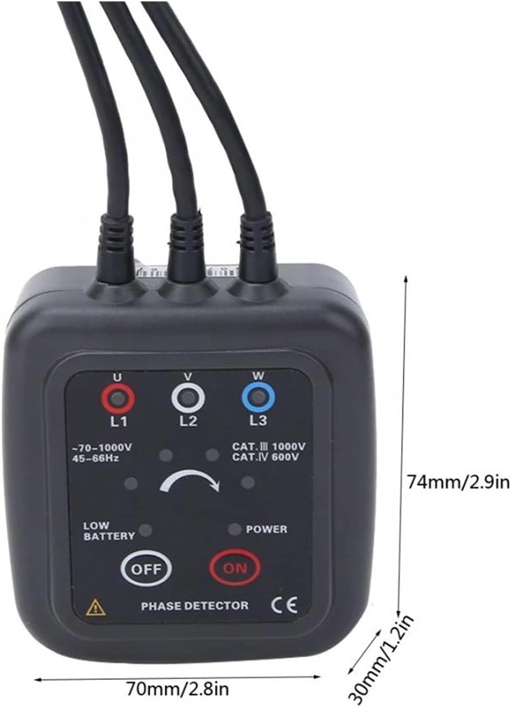 Insulation Resistance Tester, Non-Contact Phase Detector Portable ETCR1000D Large Caliber Non-contact 3-Phase Sequence Detection Phase Detector Tester