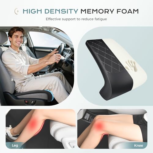 Image of Coverado Car Seat Extender Pad, Leather Car Seat Extender Leg Support Cushion for Long Driving, Leg Extension Cushion Car Seat Cushions, Leg Support Pad Universal for Diver Seat, Black