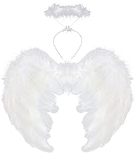VEYLIN Angel Wings and Halo, White Angel Wings Fallen Angel Wings Costume for Adult Halloween Christmas Party …