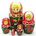 Traditional Russian Nesting Doll with Strawberry Hand Carved Hand Painted 5 Piece Doll Set / 7