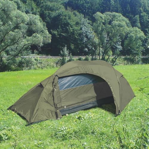 Mil-Tec Einmannzelt Recom (150x250cm) • Tunnelzelt für 1 Person • Ultraleicht, kompakt, Wind- & sturmsicher • Zelt für Trekking, Camping, Outdoor, Wandern • 1-Personen-Zelt • Farbe: Oliv