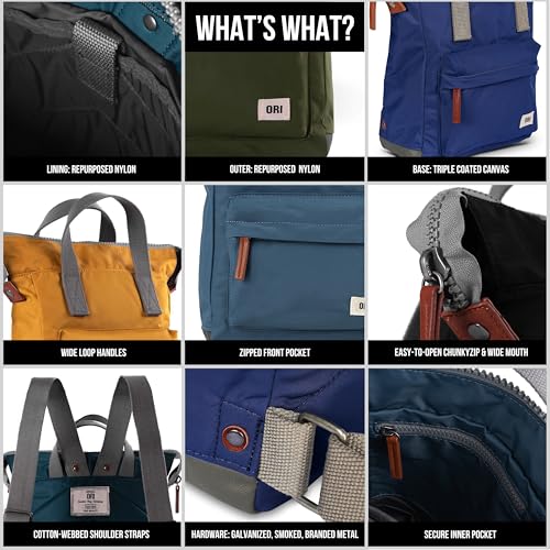 Image of ORI LONDON Small Tote Bag Backpack - Nylon Tote Backpack for Women & Men - Wide Mouth, Chunky Zippers - The Bantry, Mellow Camo