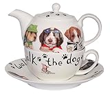 Aus Fine Bone China Roy Kirkham Animal Fashion Dog Tea for One Teapot, Cup & Saucer in Fine Bone China by Roy Kirkham