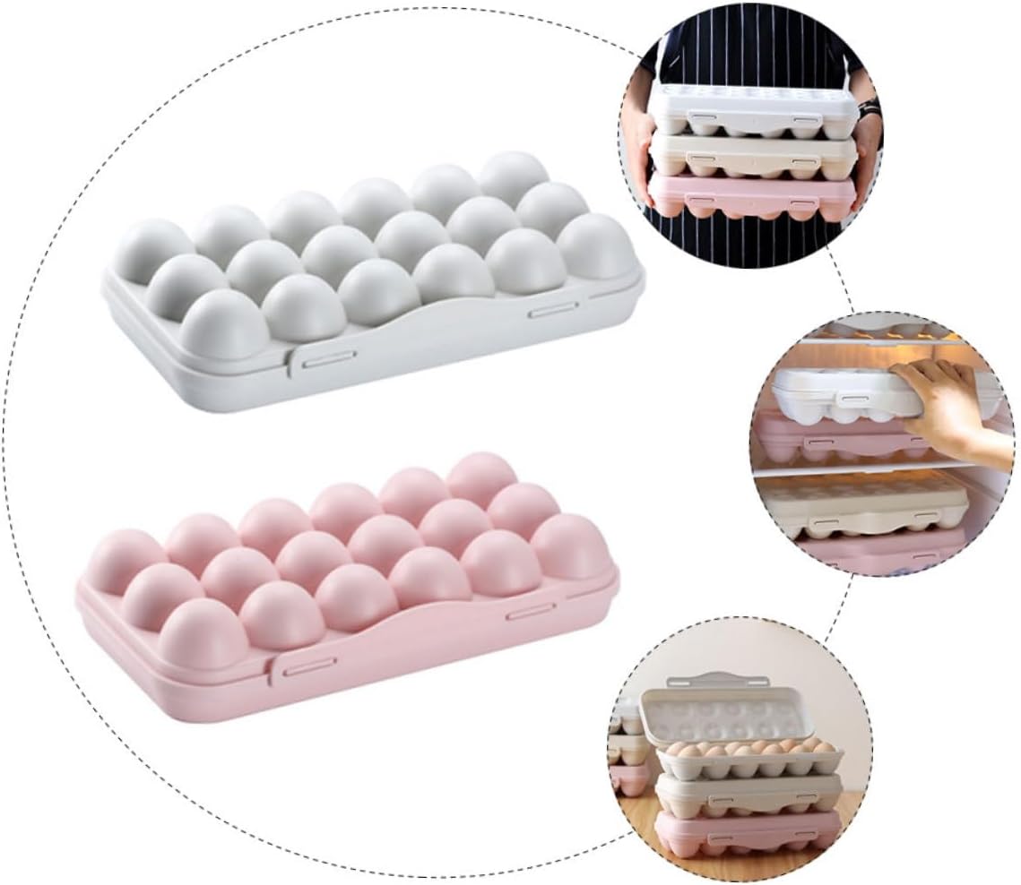 KICHOUSE 2pcs Egg Storage Container Lid Home Egg Tray for Kitchen Frensh Holder Storage Bin