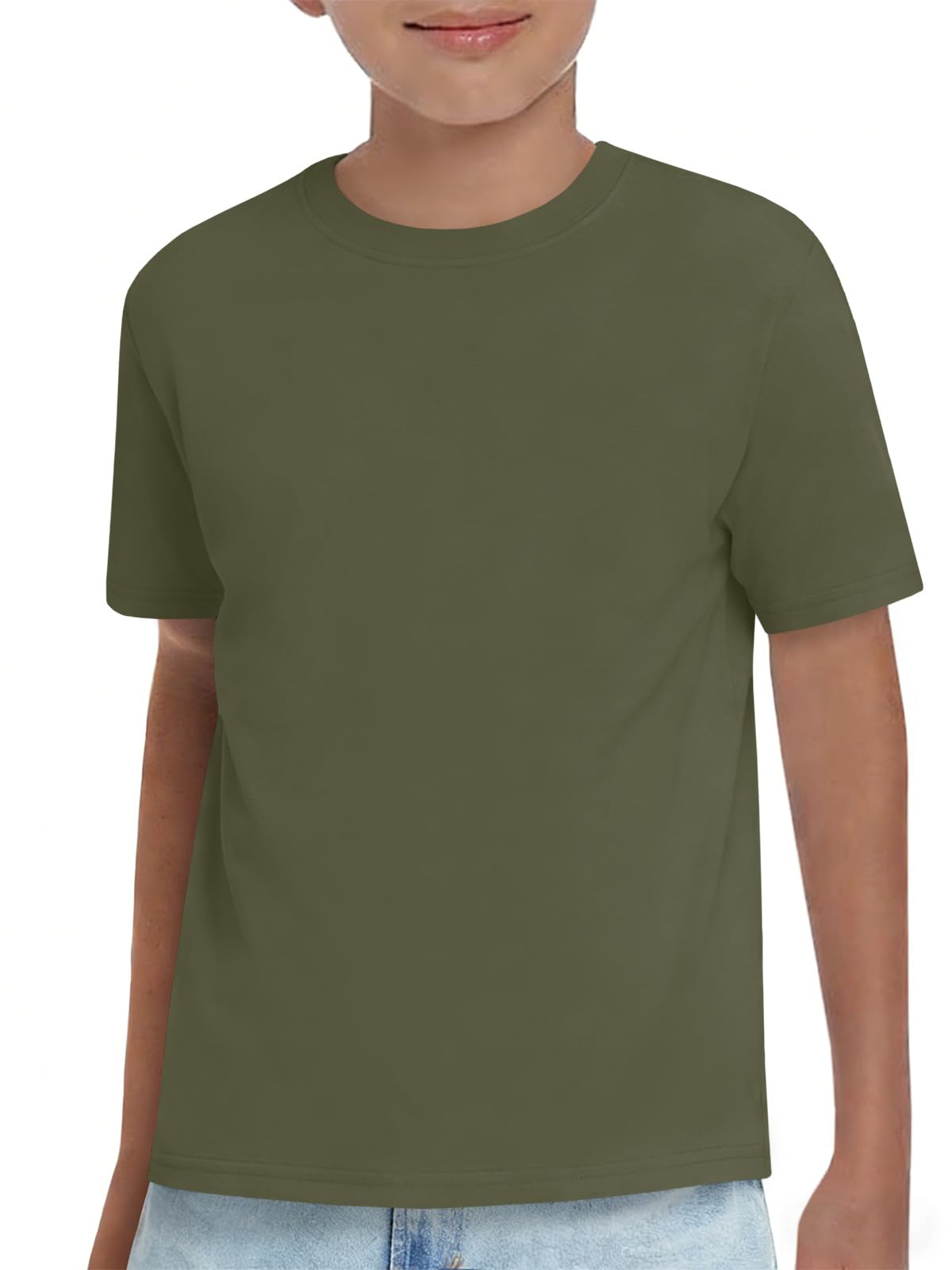 Boys Athletic Short Sleeve T Shirts Kids Summer Workout Tops Crewneck Basic Tee 5-14 Years — view 10