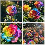 30+ Rare Rainbow Rose Seeds for Planting – Perennial Rosa Flower Seed, Ornamental Bush Variety for Garden Beds, Borders and Outdoor Landscape