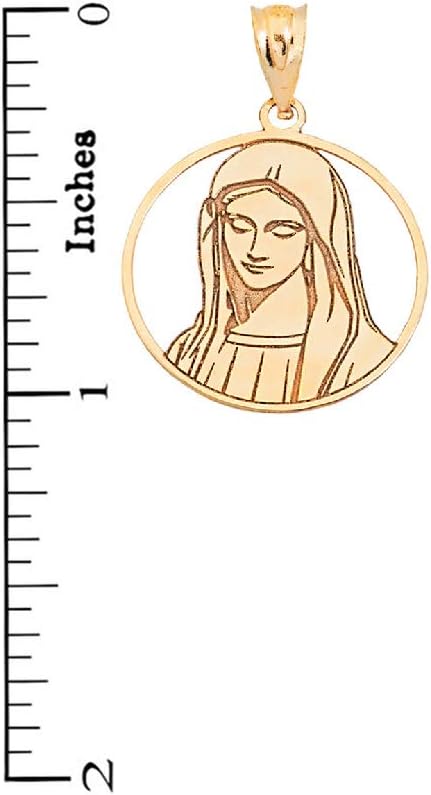 Certified 14k Yellow Gold Customized Name Blessed Virgin Mary Miraculous Pendant
