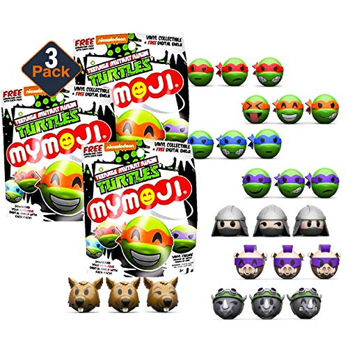Funko Teenage Mutant Ninja Turtles (TMNT) Mymoji Mini Vinyl Action Figure Mystery Blind Bags Gift Set Party Bundle - 3 Pack (Assorted)