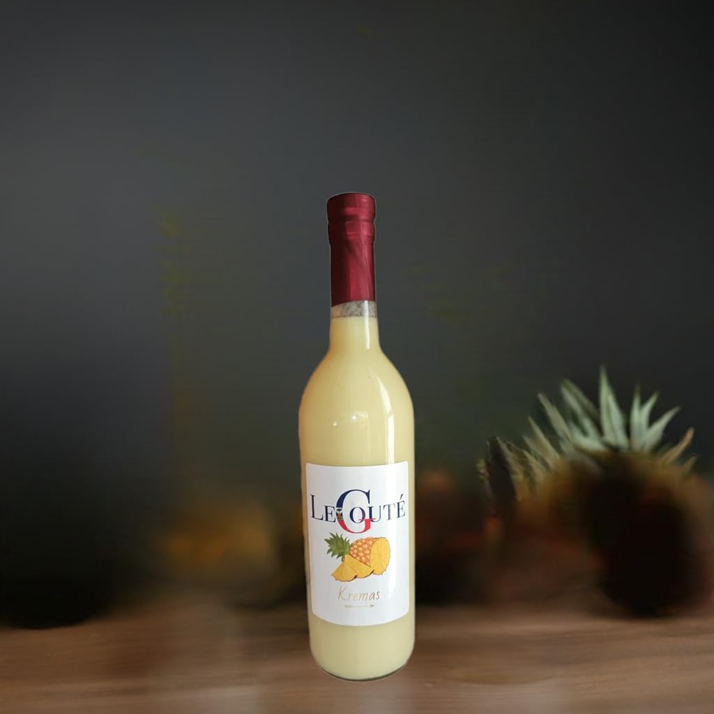 Pineapple Haitian Kremas Cream Liqueur, 750 ML Glass Bottle, Low Sugar, Liquid Form, for Adults 21 and Over