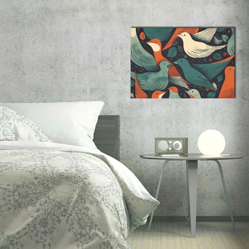 Impression sur toile HD oiseaux déco murale premium 40x61cm - 4