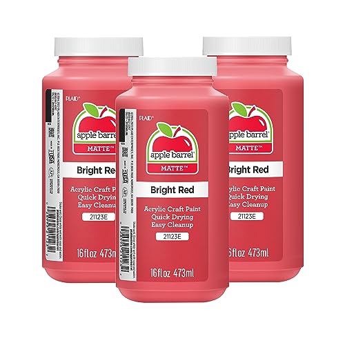 Image of Apple Barrel Acrylic Paint in Assorted Colors (16 Ounce), 21123A, Bright Red- (Pack of 3)