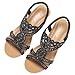 Imagen de rismart Sandalias de Cuña para Mujeres Puntera Abierta Slingback Chispeante Bohemio Verano Zapatos Romanos